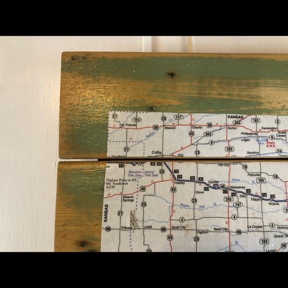 CLEARANCE Kansas Map Decoupage Eco Recycled Wall Art - Picture 7 of 7